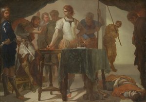 Mucius Scaevola kohtaa kuningas Porsennan tekijältä Bernardo Cavallino