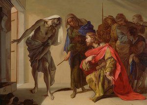 Saul ja Endorin noita. Noin 1650-56 tekijältä Bernardo Cavallino