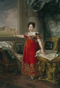 Marie Isabelle de Braganza, Portugalin infanta, Espanjan kuningatar puoliso - Maria Isabel Portugalista (1797-1818), Prado-museon edessä, kirjoittanut Lopez Piquer, Bernardo (1801-1874). öljy kankaalle tekijältä Bernardo Lopez y Piquer