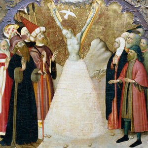 Pyhän Eulalian marttyyrikuolema, yksityiskohta Vicin katedraalin alttaritaulun predellasta, Bernat Martorell (n. 1400-1452), maalattu puulle. Katalonian goottilainen taide.