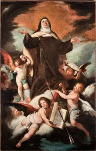 Pyhän Teresan Jeesuksen tai Avilan voitto (1515-1582), espanjalainen mystikko ja karmeliit (pyhän Teresan Avilalaisen voitto) Bernardo Strozzin (1581-1644) maalaus 1600-luvulla - Genes Musei di Strada Nuova inv n PB 49