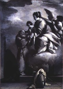 Neitsyt ojentaa Kristus-lapsen autuaalle Felixille Cantalicesta tekijältä Bernardo Strozzi