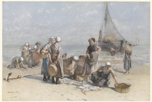 Fishwives on the Beach Scheveningenissä Kalastajat Scheveningenin rannalla