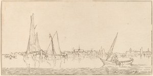 Joki kaupungin kanssa, 1775.