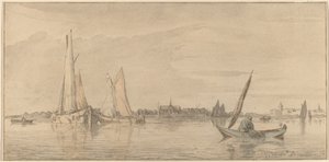 Joki kaupungin kanssa, 1775.