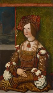 Bianca Maria Sforzan muotokuva 1472-1510, n. 1505-1510. tekijältä Bernhard, Strigel