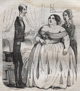 Gourmands - lihavuus ja laiha - kaiverrus Jean Anthelme Brillat Savarinin (Brillat-Savarin) "La Physiologie du gout"