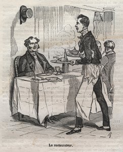 Restauraattori - kaiverrus Jean Anthelme Brillat Savarinin (Brillat-Savarin) kirjaan "La Physiologie du gout"