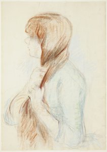 Hiuksiaan punottava tyttö (La Natte) tekijältä Berthe Morisot