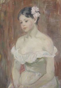 Tyttö dekolteella The Flower in Hair tekijältä Berthe Morisot