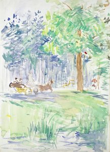 Hevonen ja vaunut metsätiellä, vuoden 1883 jälkeen tekijältä Berthe Morisot