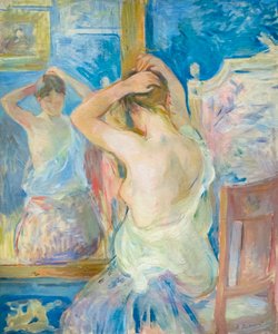 Peilin edessä, c. 1890 (öljy kankaalle) tekijältä Berthe Morisot