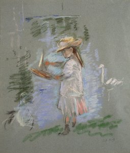 Julie Pinkissä järven rannalla tekijältä Berthe Morisot