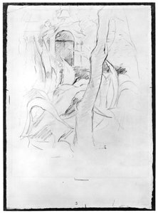 Aloet Villa Rattissa, 1889 (grafiitti paperille) tekijältä Berthe Morisot