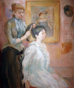 Coiffure (öljy kankaalle) tekijältä Berthe Morisot