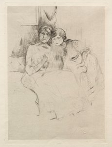 Piirustustunti (Berthe Morisot piirtää tyttärensä kanssa) tekijältä Berthe Morisot