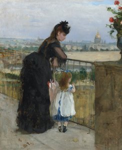 Nainen ja lapsi parvekkeella tekijältä Berthe Morisot