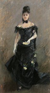 Nainen mustassa tai ennen teatteria, 1875 tekijältä Berthe Morisot