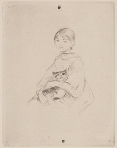 Nuori tyttö kissan kanssa (Julie Manet) tekijältä Berthe Morisot