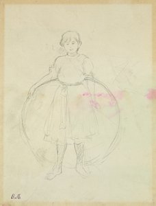 Nuori tyttö vanne, 1888 (grafiitti paperille) tekijältä Berthe Morisot