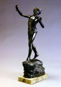 Pan (patinoitu pronssi ja marmori) tekijältä Bertram Alfred Pegram