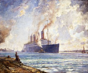 Aquitania tulee Southampton Waterille