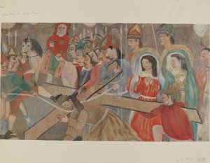 Ristin asema nro 9: Jeesus putoaa kolmannen kerran, n. 1936. tekijältä Beulah Bradleigh