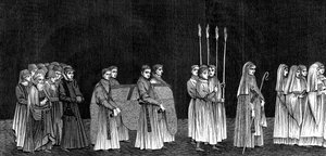 Yliopiston rehtori ja Saint-Victors Abbeyn munkkien kulkue, 1400-luku 1849. tekijältä Bisson and Cottard