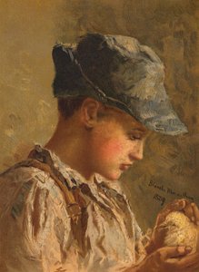 Poika linnun kanssa (chromolitho) tekijältä Blanche F. MacArthur