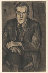 Muotokuva J.W. Kirves istuu kädet polvillaan tekijältä Bob Hanf (signed by artist)