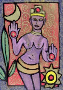 Goddess, 2002 (öljy, pastelli ja intialainen muste paperille)