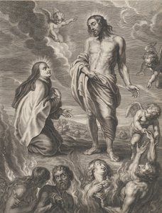Pyhä Teresa Avilalainen rukoilee Bernardino de Mendozan puolesta, n. 1640-59.