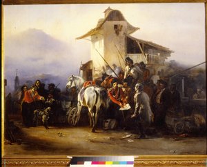 Vakoilijan pidätys. Gottfried (Bogdan Pavlovich) Willewalden (1818-1903) maalaus öljy kankaalle