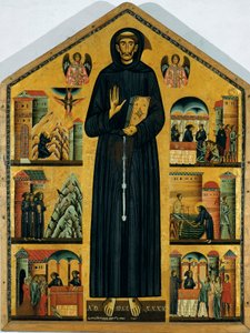 Pyhän Francois Assisilaisen elämä. (Maalaus puulle) 1235 tekijältä Bonaventura Berlinghieri