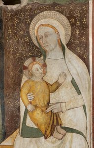 North Transept, Pyhän arkkienkeli Mikaelin alttari, Alttaritaulun takana Freskot, Bonifacio Bembo, Neitsyt ja lapsi tekijältä Bonifacio Bembo