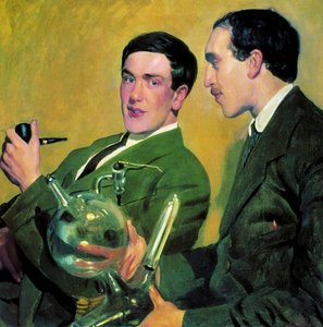 Fyysikot Pjotr Kapitsa 1894-1984 ja Nikolai Semjonov 1896-1986, 1921. tekijältä Boris Mikhailovich Kustodiev