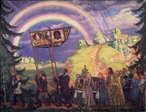 Pääsiäiskulkue, 1915 tekijältä Boris Mikhailovich Kustodiev