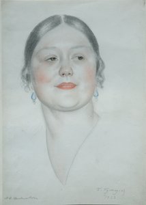 Maria Dmitrievna Šostakovitšin muotokuva, 1923 tekijältä Boris Mikhailovich Kustodiev