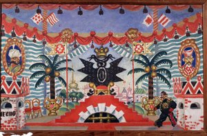 Lavastus E. Zamyatinin teatterinäytelmään Kirppu, 1925-1926 tekijältä Boris Mikhailovich Kustodiev
