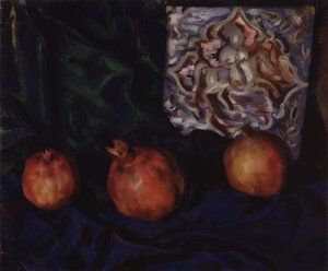 Asetelma. Granaattiomena, 1910 tekijältä Boris Mikhailovich Kustodiev