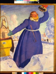 Huolimaton valmentaja. Boris Michaylovich Kustodiev (Koustodiev) (1878-1927) työ, akvarelli paperille tekijältä Boris Mikhailovich Kustodiev