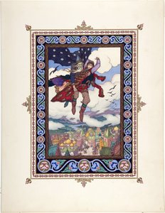 Kuvitus satuun Marya Morevna (Maria des mers) par Zvorykin, Boris Vasilievich (1872-1935 jälkeen), n. 1925 - Värilitografia, 27,3x20,5 - Yksityiskokoelma tekijältä Boris Vasilievich Zvorykin