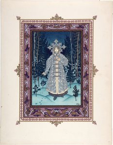 Snegourotchka (ou Snegourka, la Fille de neige) - Kuvitus satuun Snegurochka par Zvorykin, Boris Vasilievich (1872-1935 jälkeen), n. 1925 - Värilitografia, 27,3x20,5 - Yksityiskokoelma