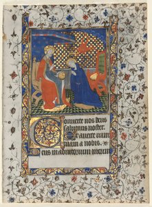 Bifolio tuntikirjasta: Neitsyen kruunaus, n. 1415. tekijältä Boucicaut Master