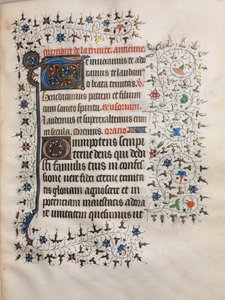 Tuntikirja Parisin käyttö: koristeltu alkukirjain, n. 1420. tekijältä Boucicaut Master