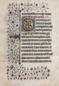 Tuntikirja Parisin käyttö: koristeltu alkukirjain, n. 1420.