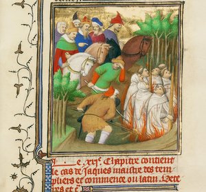 Temppeliritarit poltettiin Philip Kauniin ja hänen hovimiesten läsnäollessa, noin 1413-1415 tekijältä Boucicaut Master,
