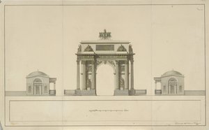 Tverskaja Zastavan riemukaari Moskovassa, 1826-1829 tekijältä Bové