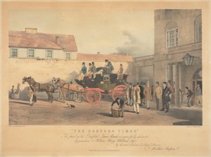 "The Bedford Times" / Esta impressão do Bedford Times Coach é respeitosamente dedicada / com permissão, a William Henry Whitbread Esq