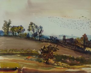 Autumn Mood, 1980 (wc paperilla) tekijältä Brenda Brin Booker